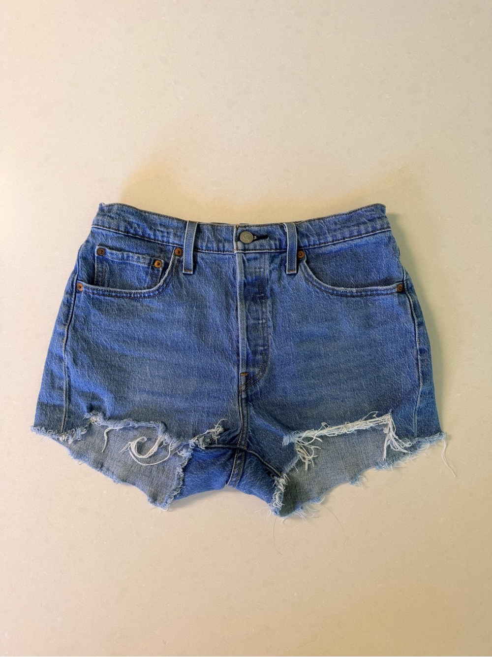 Levi's Distressed Cutoff Denim Shorts - Blue